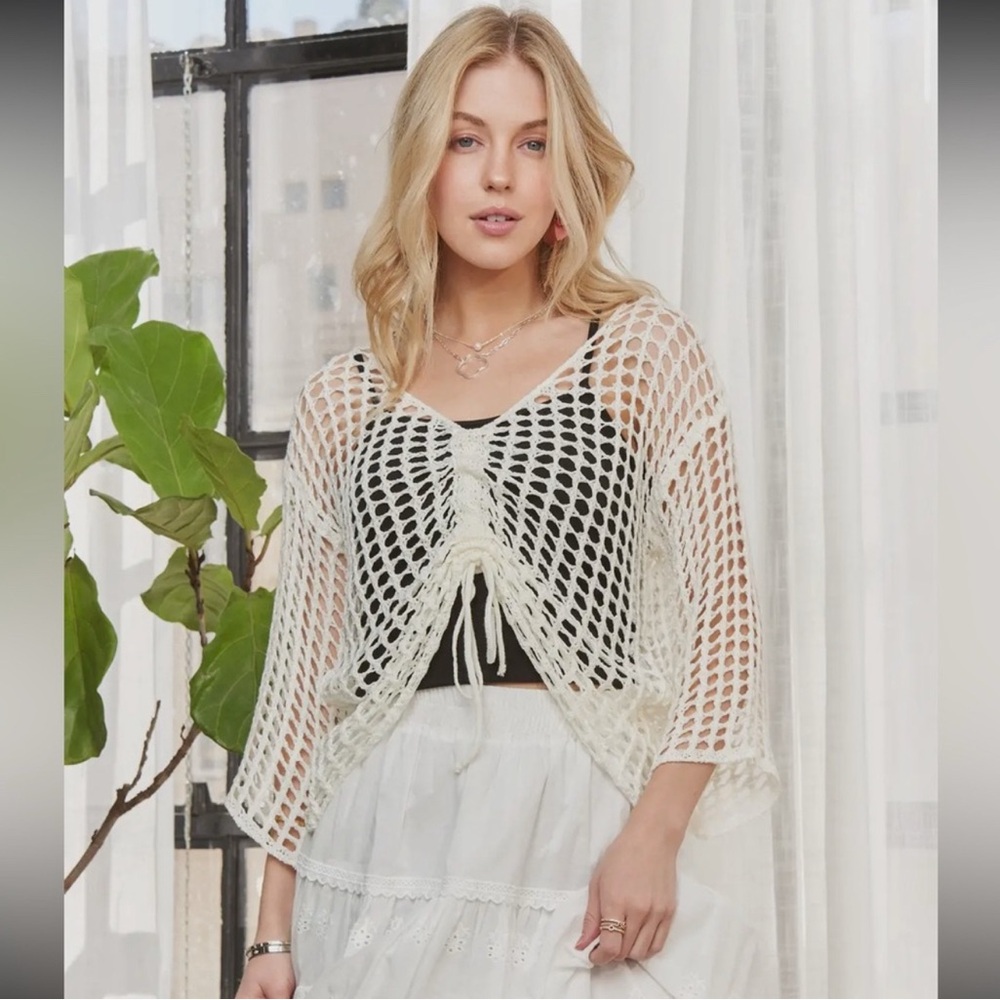 Ivory Crochet Knit Top